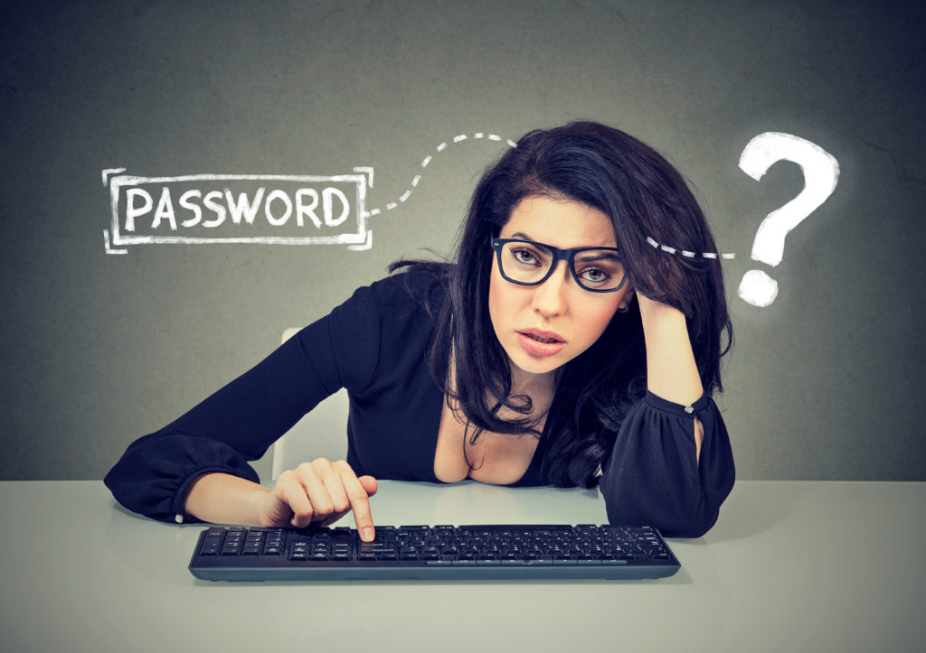 Woman creating secure passwords